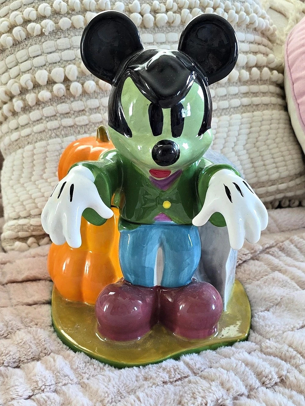 Disney Mickey Mouse Halloween Zombie Pumpkin Tombstone Cookie Jar